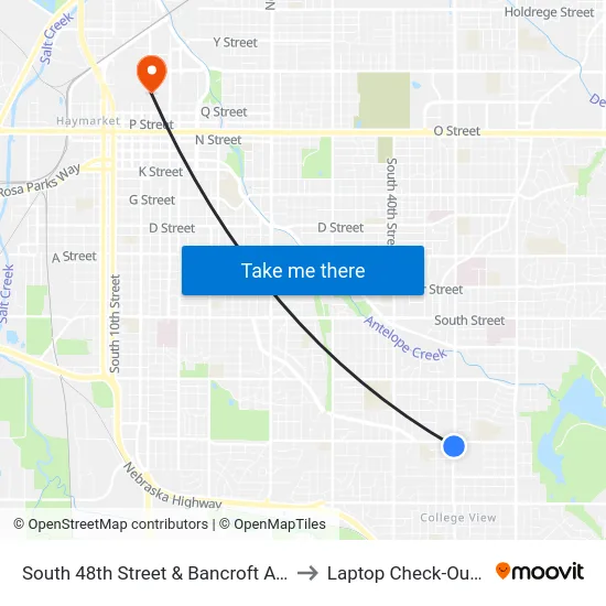 South 48th Street & Bancroft Avenue, NE to Laptop Check-Out Union map
