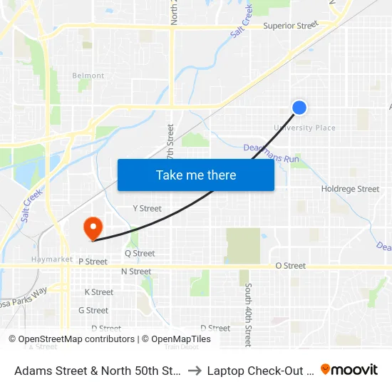 Adams Street & North 50th Street, SW to Laptop Check-Out Union map