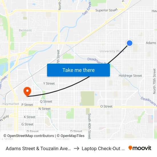 Adams Street & Touzalin Avenue, Se to Laptop Check-Out Union map