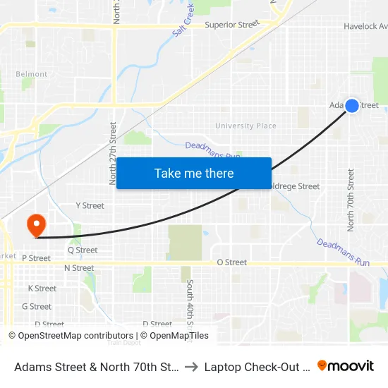 Adams Street & North 70th Street, NE to Laptop Check-Out Union map