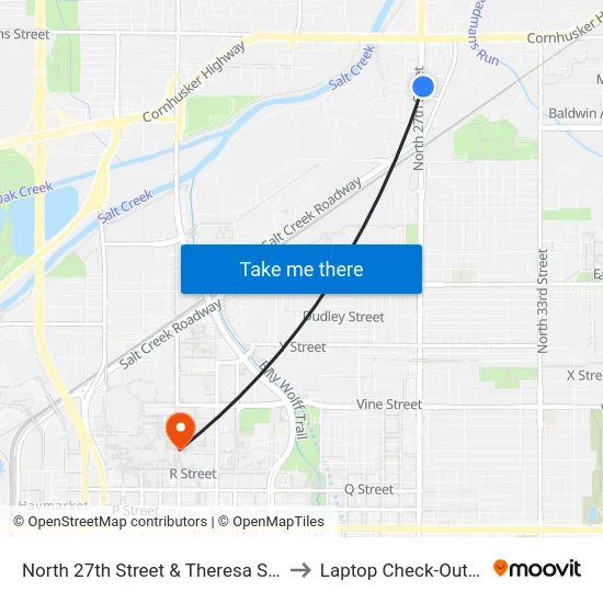 North 27th Street & Theresa Street, NE to Laptop Check-Out Union map