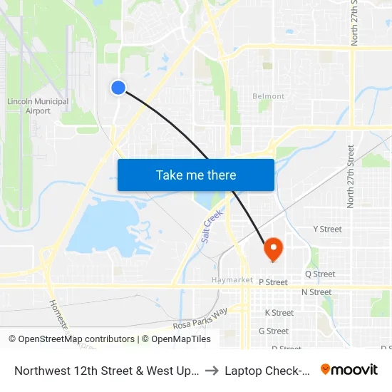 Northwest 12th Street & West Upland Avenue, NW to Laptop Check-Out Union map