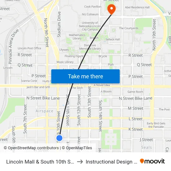 Lincoln Mall & South 10th Street, NE to Instructional Design Center map