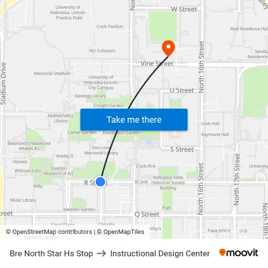 Bre North Star Hs Stop to Instructional Design Center map
