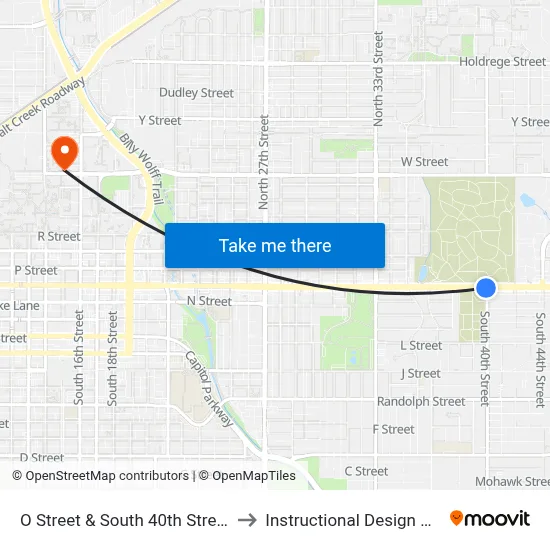 O Street & South 40th Street, SW to Instructional Design Center map