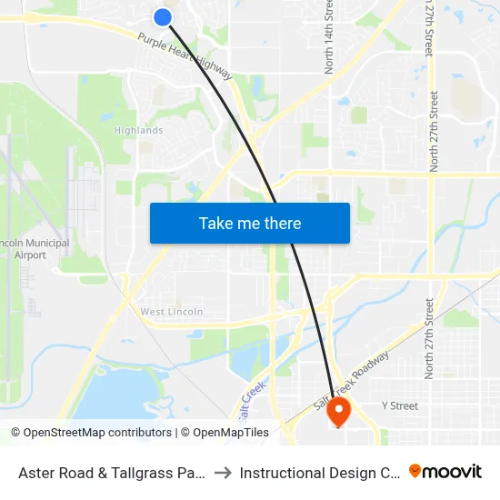 Aster Road & Tallgrass Parkway to Instructional Design Center map