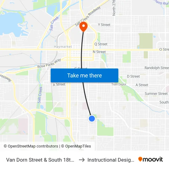Van Dorn Street & South 18th Street, NE to Instructional Design Center map