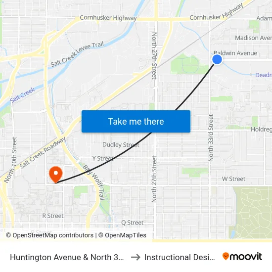 Huntington Avenue & North 33rd Street, NE to Instructional Design Center map