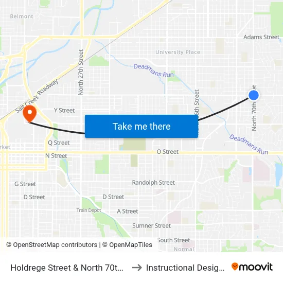 Holdrege Street & North 70th Street, NE to Instructional Design Center map
