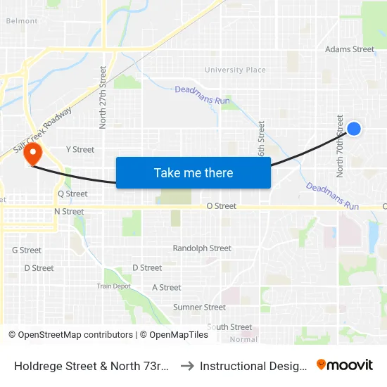Holdrege Street & North 73rd Street, NE to Instructional Design Center map