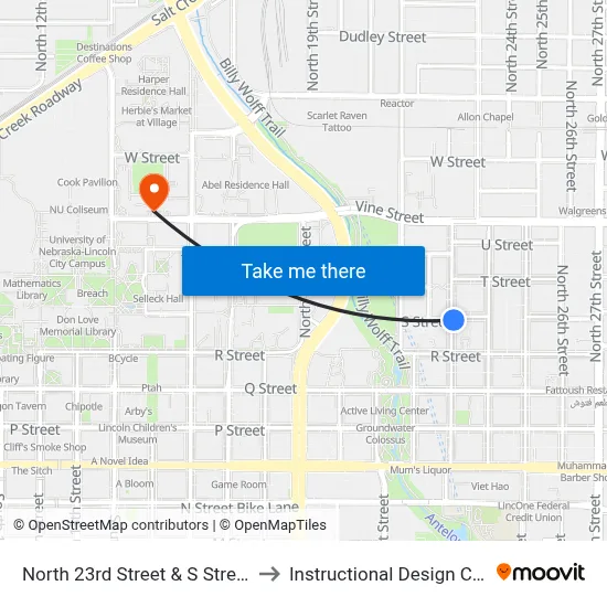 North 23rd Street & S Street, Se to Instructional Design Center map