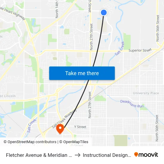 Fletcher Avenue & Meridian Drive, NE to Instructional Design Center map