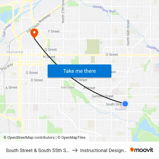 South Street & South 55th Street, SW to Instructional Design Center map