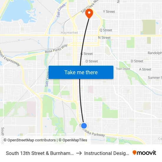 South 13th Street & Burnham Street, NW to Instructional Design Center map