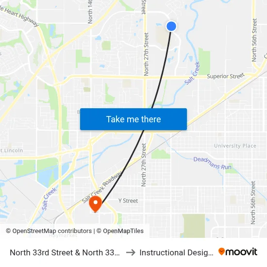 North 33rd Street & North 33rd Circle, NE to Instructional Design Center map