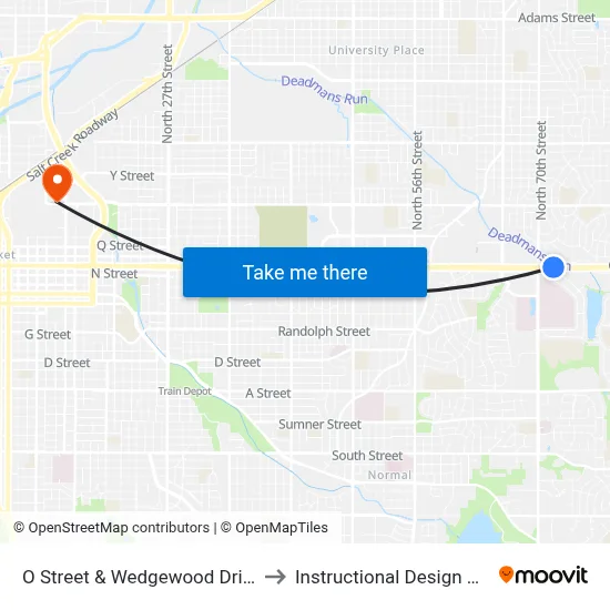 O Street & Wedgewood Drive, NE to Instructional Design Center map