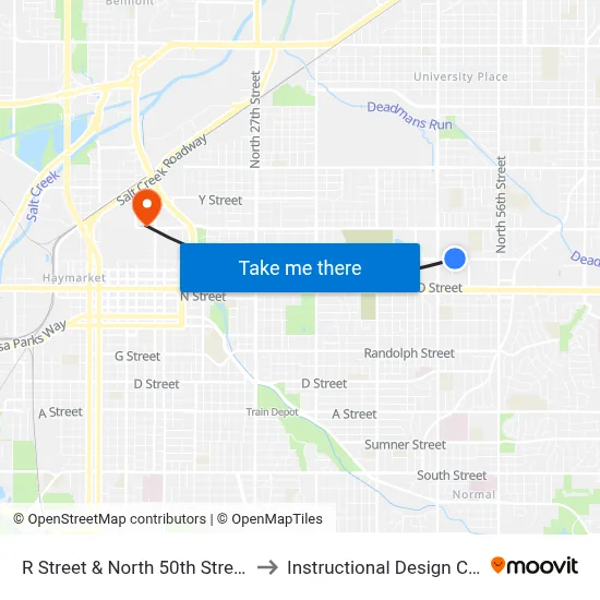 R Street & North 50th Street, NE to Instructional Design Center map