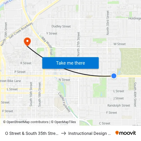O Street & South 35th Street, NW to Instructional Design Center map
