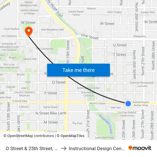 O Street & 25th Street, Se to Instructional Design Center map