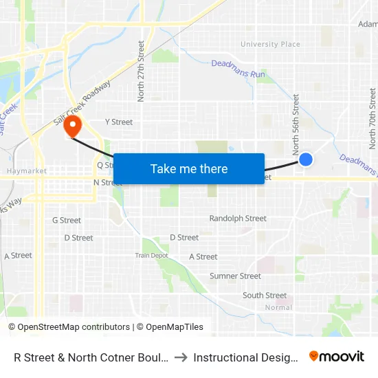 R Street & North Cotner Boulevard, SW to Instructional Design Center map