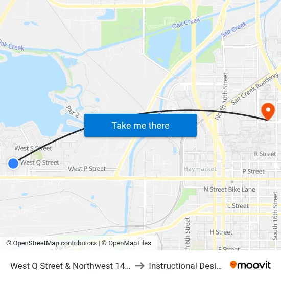 West Q Street & Northwest 14th Street, SW to Instructional Design Center map
