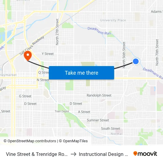 Vine Street & Trenridge Road, NE to Instructional Design Center map