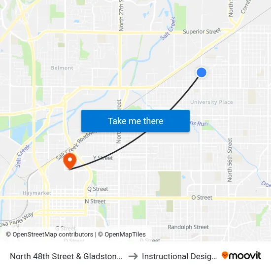 North 48th Street & Gladstone Street, NW to Instructional Design Center map