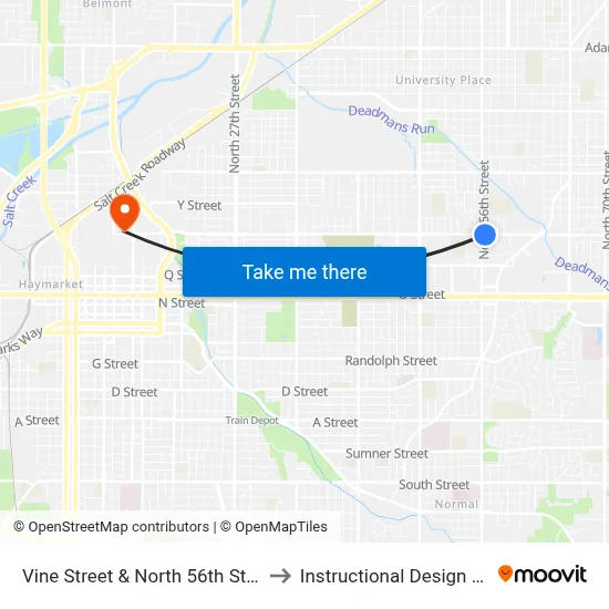 Vine Street & North 56th Street, Se to Instructional Design Center map