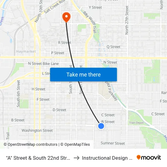 "A" Street & South 22nd Street, SW to Instructional Design Center map