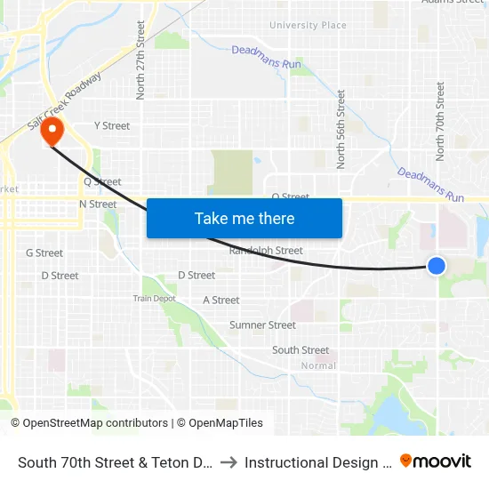 South 70th Street & Teton Drive, NW to Instructional Design Center map