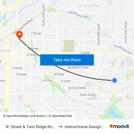 "A" Street & Twin Ridge Road, NE to Instructional Design Center map