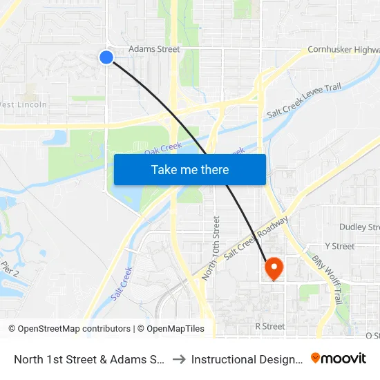 North 1st Street & Adams Street, SW to Instructional Design Center map