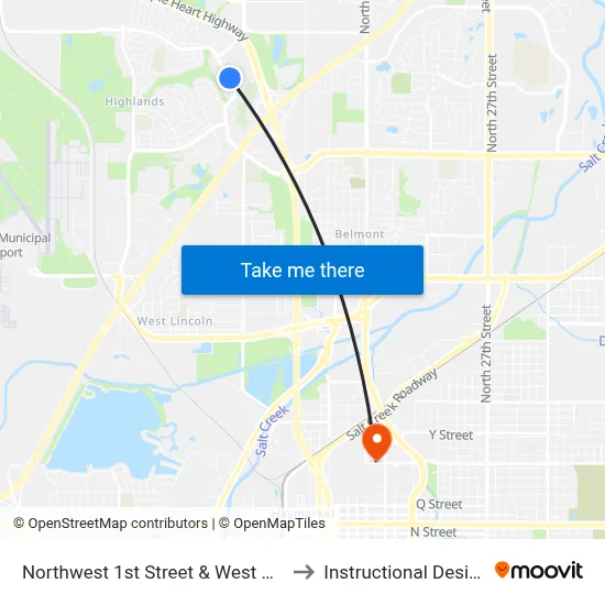 Northwest 1st Street & West Grand Drive, Se to Instructional Design Center map