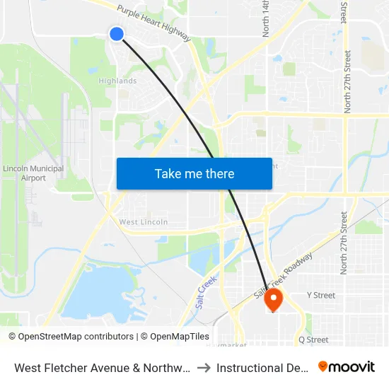 West Fletcher Avenue & Northwest 12th Street, NE to Instructional Design Center map