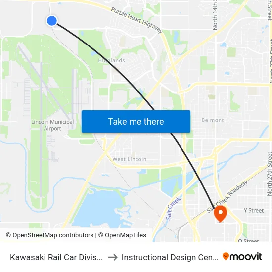 Kawasaki Rail Car Division to Instructional Design Center map