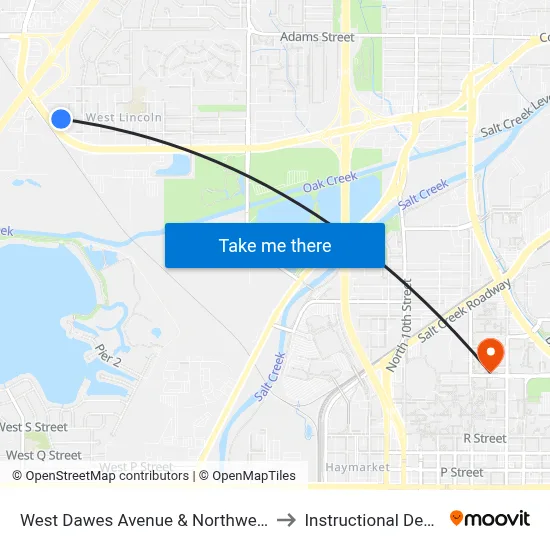 West Dawes Avenue & Northwest 10th Street, SW to Instructional Design Center map