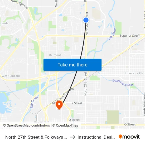 North 27th Street & Folkways Boulevard, SW to Instructional Design Center map