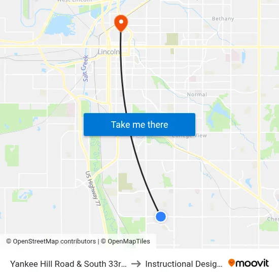 Yankee Hill Road & South 33rd Street, Se to Instructional Design Center map