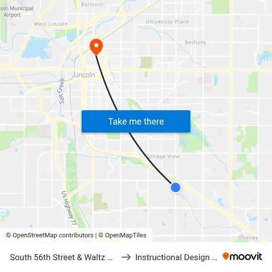 South 56th Street & Waltz Road, NE to Instructional Design Center map