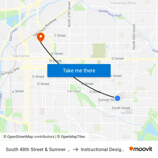 South 48th Street & Sumner Street, NE to Instructional Design Center map