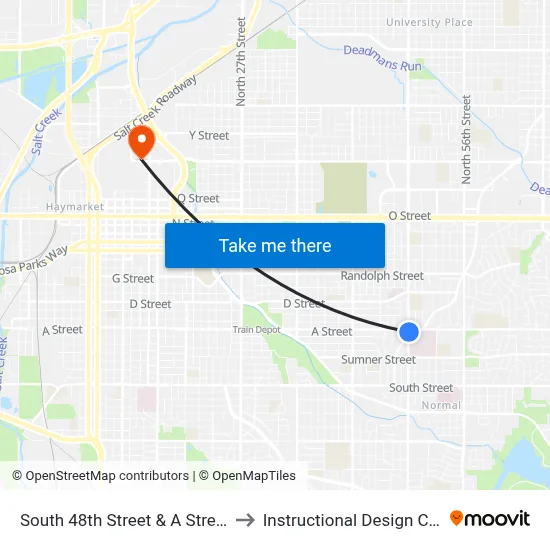 South 48th Street & A Street, Se to Instructional Design Center map