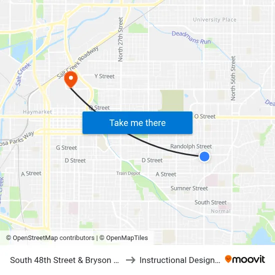 South 48th Street & Bryson Street, NE to Instructional Design Center map