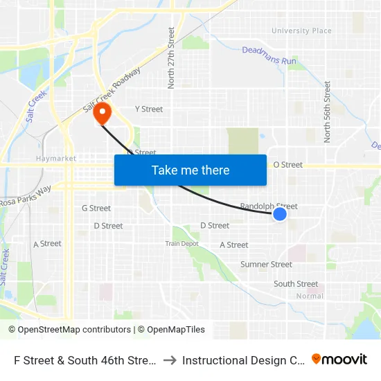 F Street & South 46th Street, NE to Instructional Design Center map