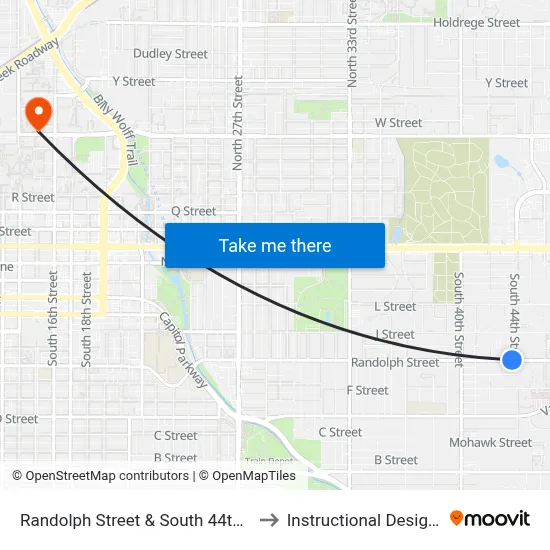 Randolph Street & South 44th Street, NW to Instructional Design Center map
