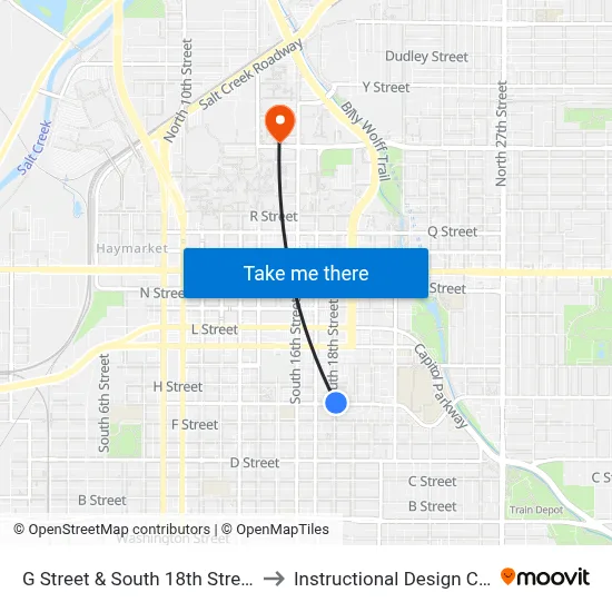 G Street & South 18th Street, NE to Instructional Design Center map