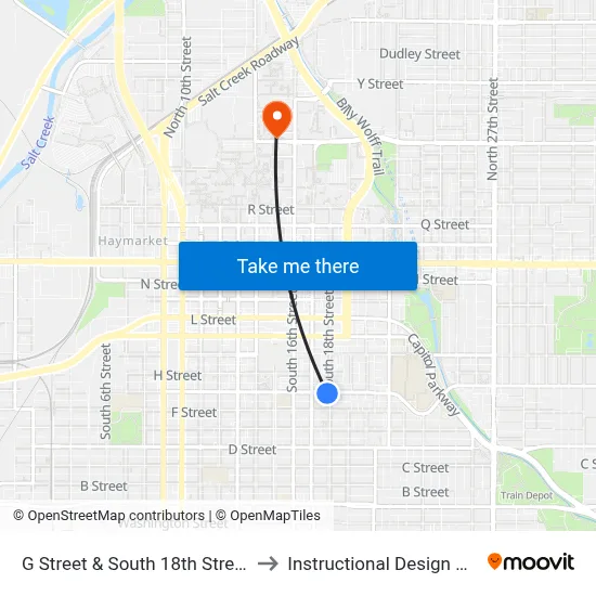 G Street & South 18th Street, SW to Instructional Design Center map