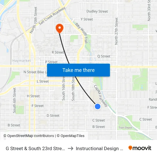 G Street & South 23rd Street, SW to Instructional Design Center map