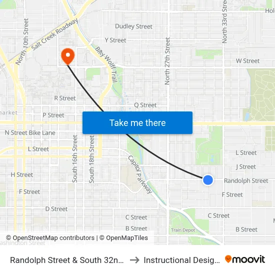 Randolph Street & South 32nd Street, SW to Instructional Design Center map