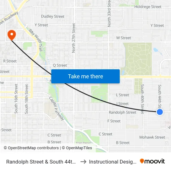 Randolph Street & South 44th Street, SW to Instructional Design Center map