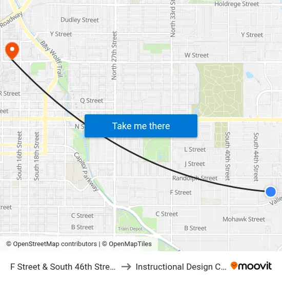 F Street & South 46th Street, SW to Instructional Design Center map